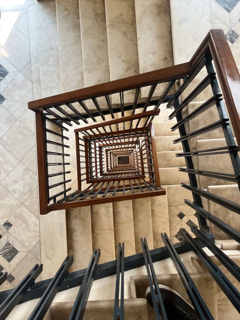 Marble stairwell seen from above